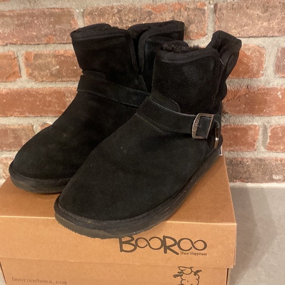 Booroo black suede ankle slip on boots Sz 9 - Picture 4 of 9
